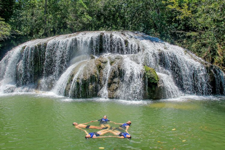 The purpose of the Estância Mimosa trail and waterfalls tour is to have fun and enjoy nature. Small groups of visitors are always accompanied by a specialized tour guide throughout the journey to the waterfalls.
